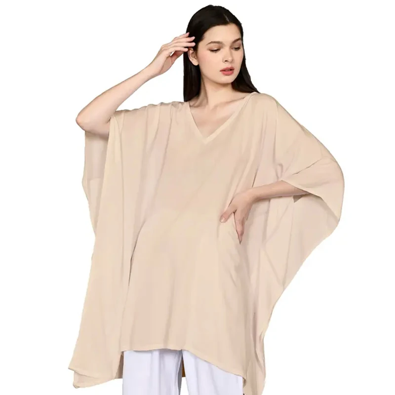 100% Rayon Wholesale Bali Manufacturer The Halter Bikini Sexy Kaftan Custom Khaki Elegant Kaftan Beachwear Solid Cover Summer