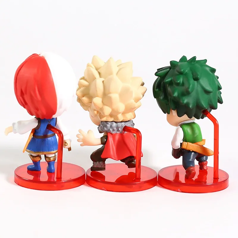 7cm Anime My Hero Academia Izuku Midoriya Katsuki Bakugou Shoto Todoroki Q Version Figure Dolls Model Toys 3pcs/set