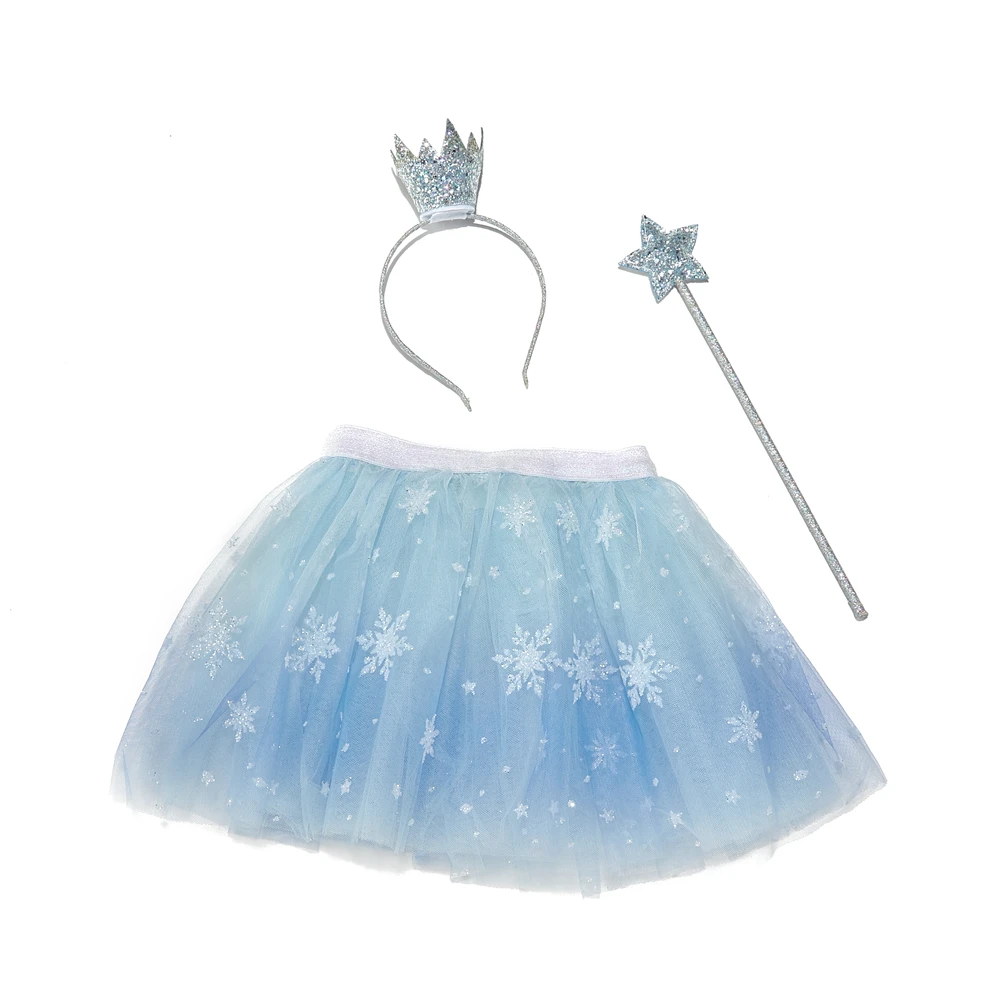 Hot selling Comfort soft tulle girls skirt Snowflake and Fairy Stick and Crown children girls Elsa girls Skirt for party