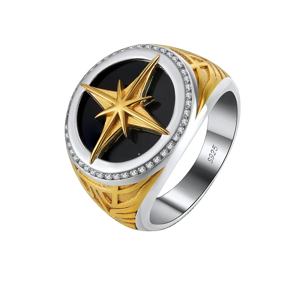 NMR10 Sailor Men Silver Gift for Him 18Kt 925 Sterling Silver Ring Turkish Handmade Silver Direction Captain Ring