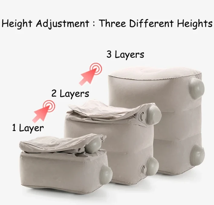 Inflatable Foot Rest Pillow For Travel Kids/adults Airplane Travel Pillow-adjustable Height Cushions-adult Travel Essentials