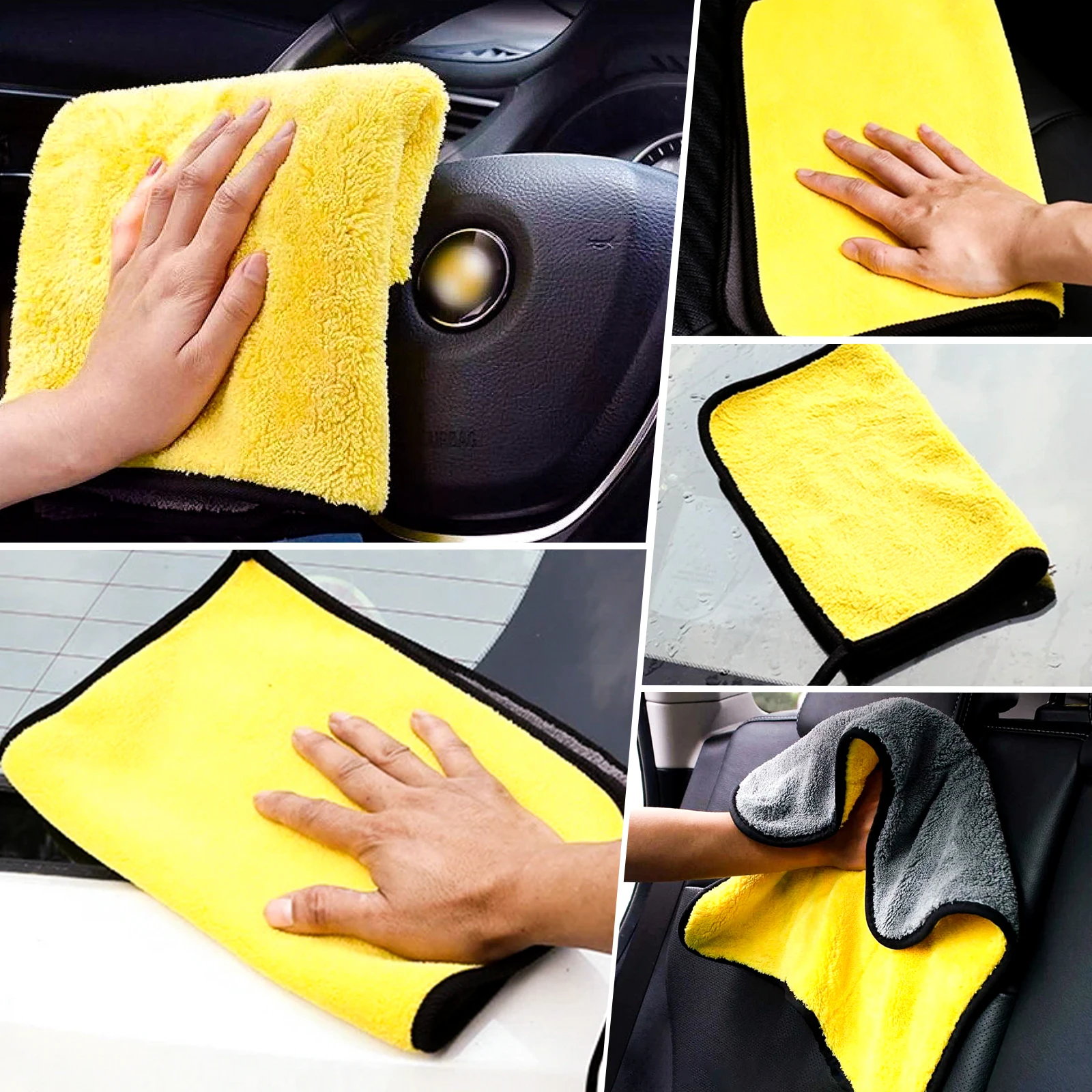 korea micro fiber wash detailing product edgeless microfiber car care cleaning dry cloth 1400gsm microfibre coral fleece towels