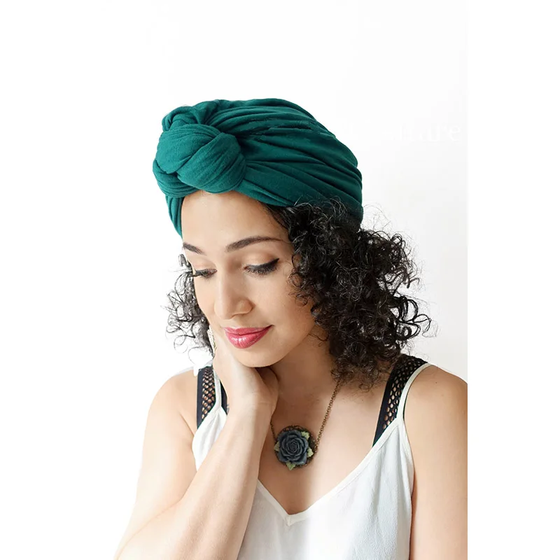 Fashion Women Cotton Print African Turban Flower Knot Pre-Tied Bonnet Beanie Headwrap Hat