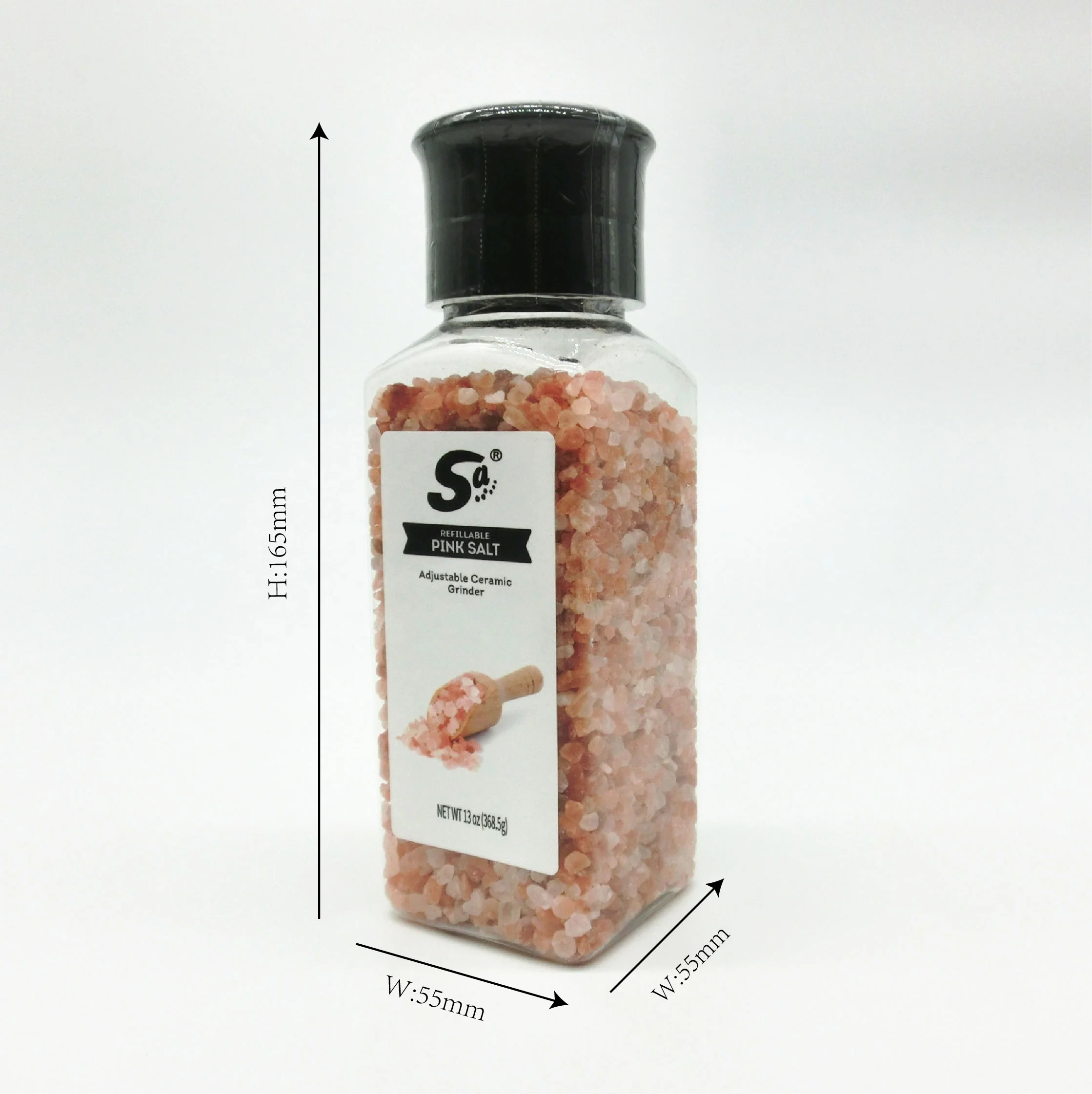 Himalayan Pink Salt and Black Pepper with Ceramic grinder  Edible salt and Black Pepper Set OEM available