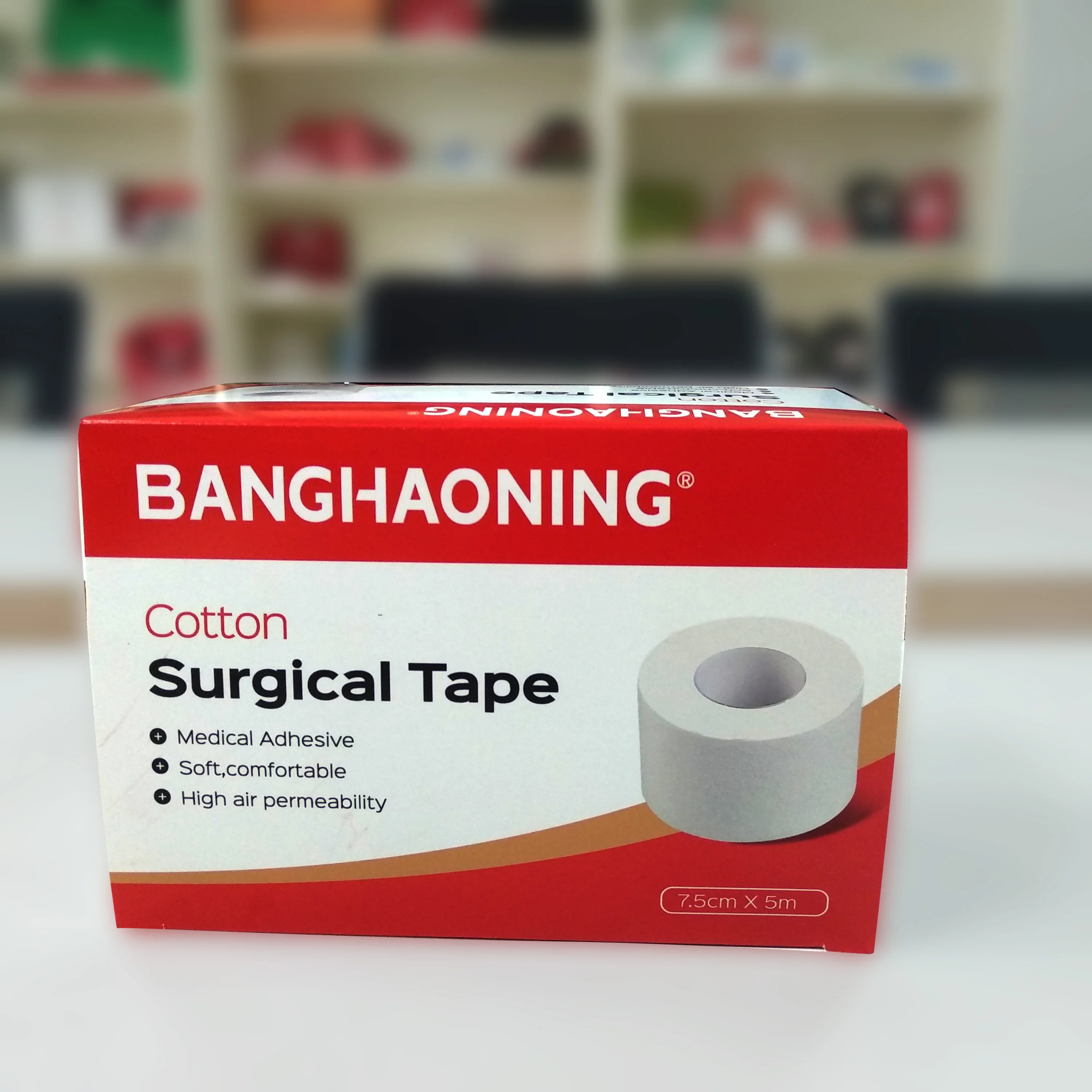 
7.5cmX5m Skin friendly adhesive and bi-directional easy tearing Medical Adhesive Cotton surgical tape 