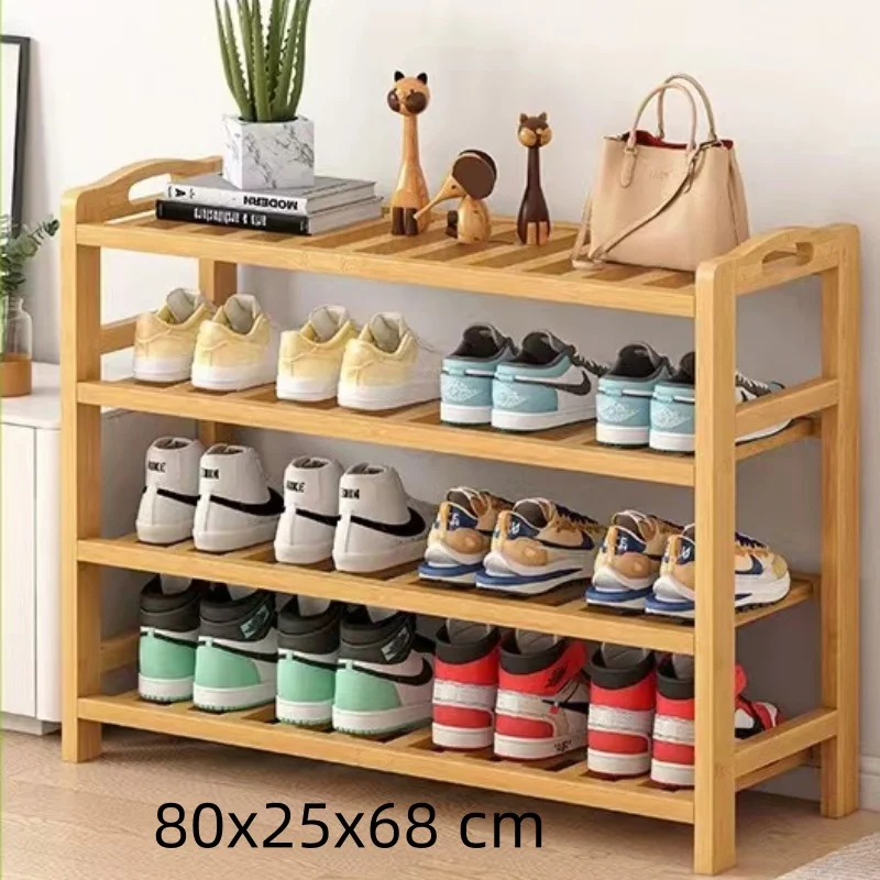 Customizable Wood Shoe Storage Rack Space-saving Home Wooden Bamboo Four-layers Simple Shoes Cabinets For Storaging Shoes