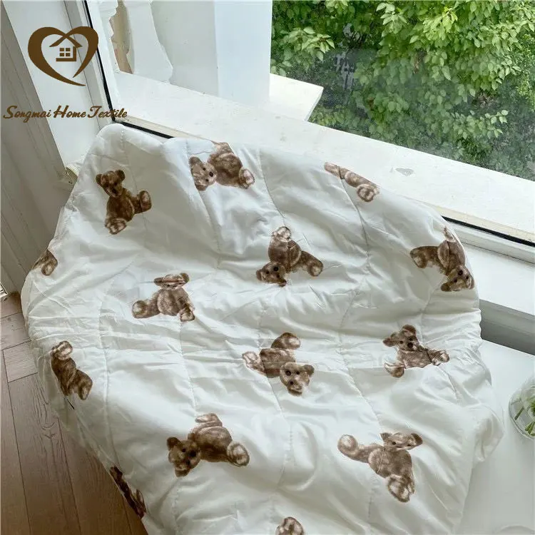 Songmai Super Soft Baby Blanket Cartoon Bear Thin Quilt Blanket Babies Summer Bedding Kids Soft Bed Newborn Sleeping Accessories