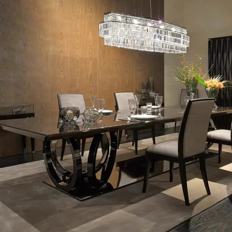 60 Inches Stainless Steel Bases Round Dining Table Set 4 Chairs Modern Rotating Marble Luxury Round Table