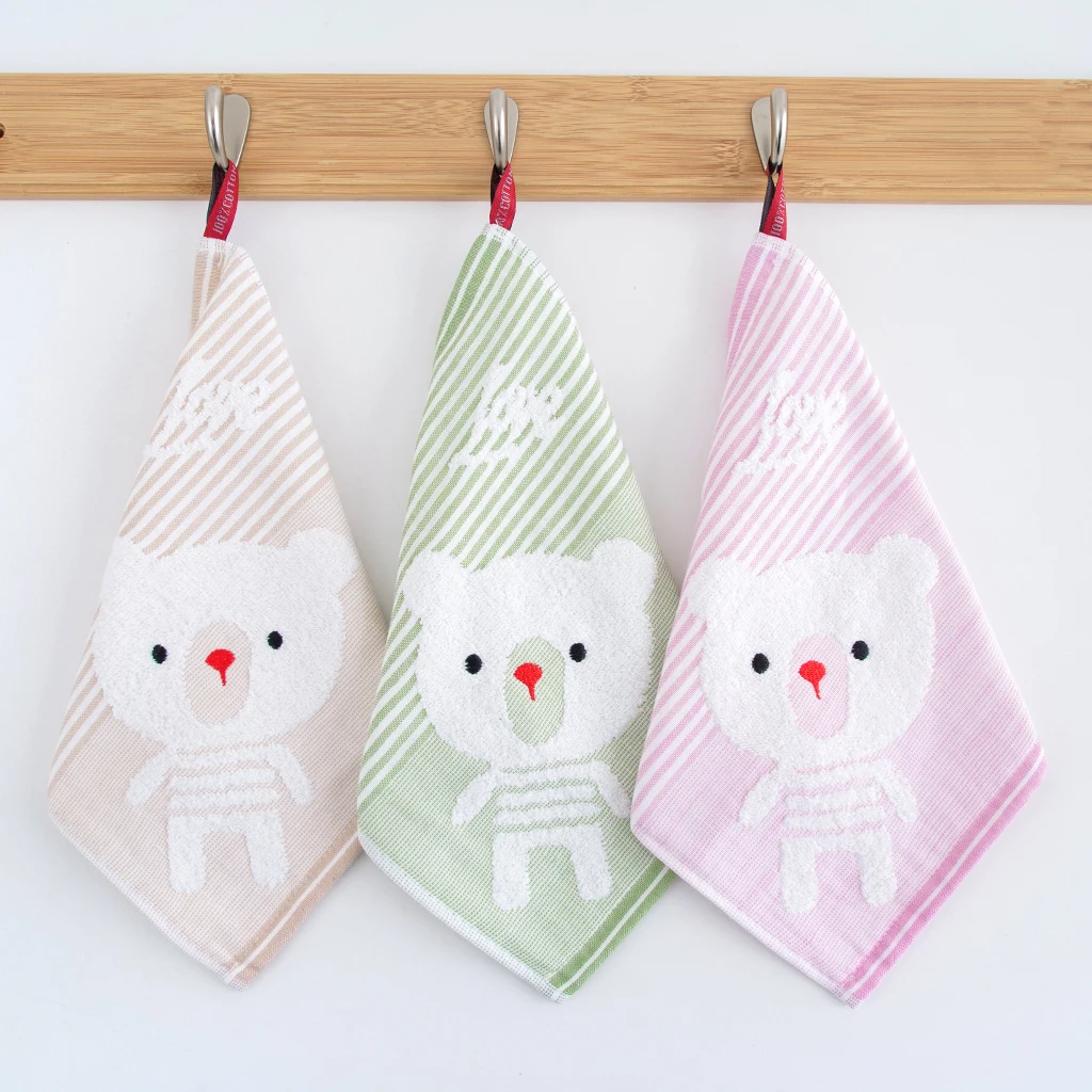 Cartoon Design Super Soft Kindergarten Mini Towel Small Square Children Handkerchief Kids Face Hand Towel