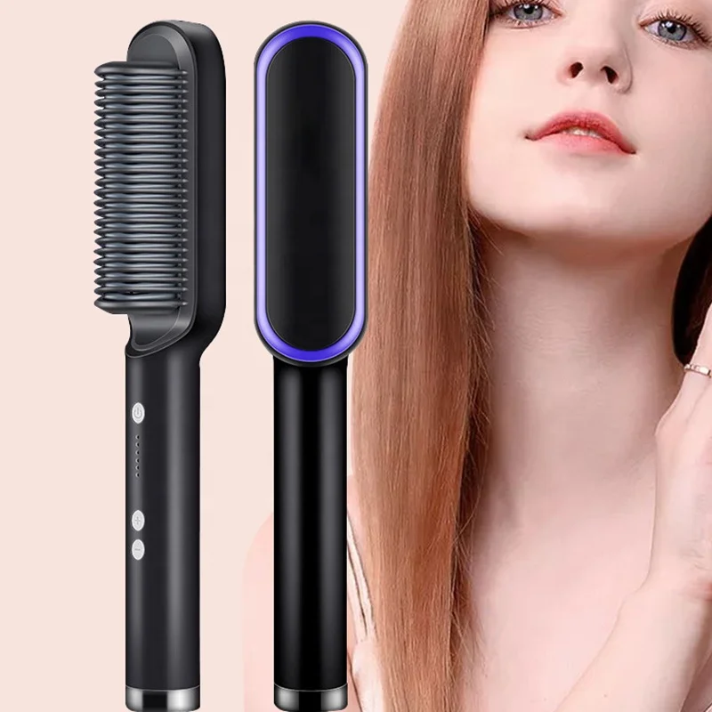 Home Use Professional Ceramic Flat Iron Curly Hair Straightener Brush
