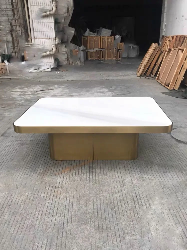Coffee Tables Set Stainless Steel Frame Centre Tables 2-piece New Design Gold/glass for Center Living Room Furniture Gold Metal