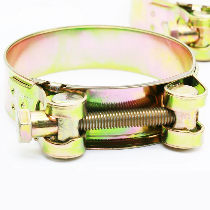 Yellow Galvanized Iron Heavy Duty Hose Clamp Single Bolt European Style Hose Clamp