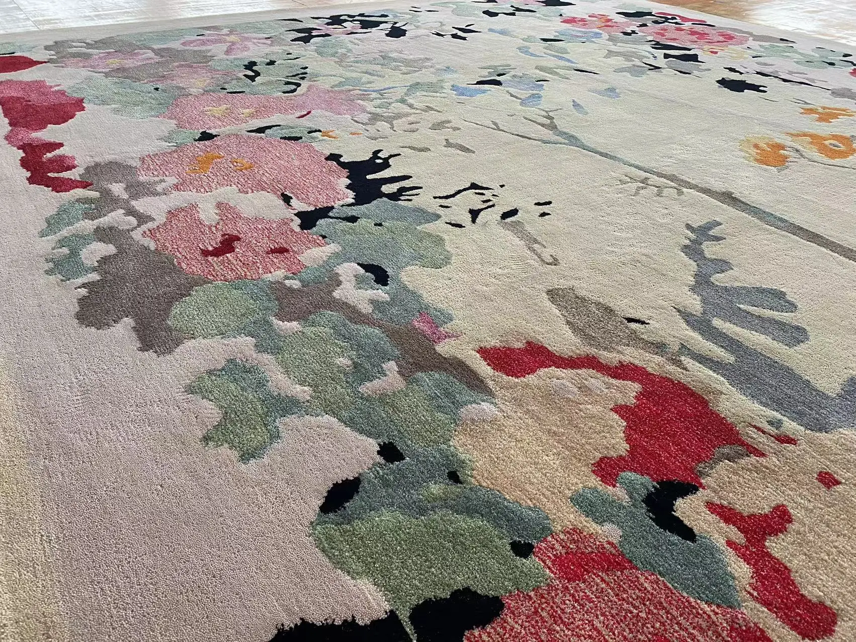 Custom Hand Tufted Wool Rugs and Carpet for Bedroom Luxury Villa Living Room Rose Color Carpet