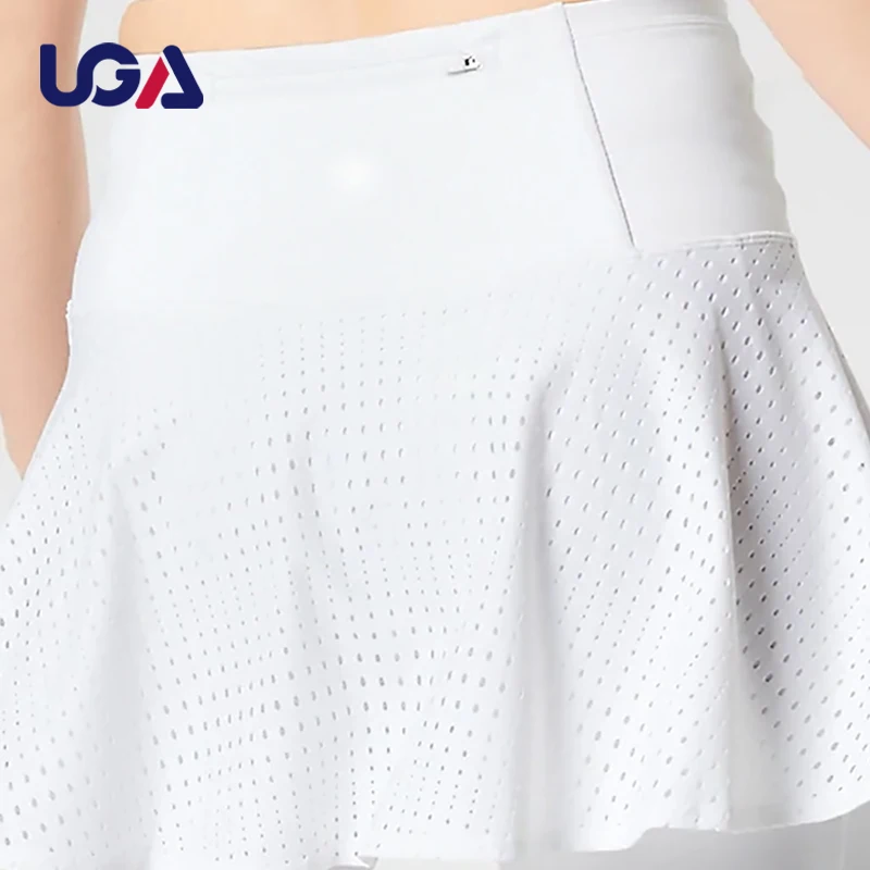Wholesale Polyester Breathable Pleated Tennis shorts Skirts Leggings For Women Solid  Color White Anti-glare Tennis Bottoms