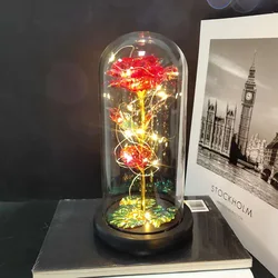 2021 на День святого Валентина подарок день матери коробка розового сусального золота 24k светодиодный сохранить роз в стеклянная крышка