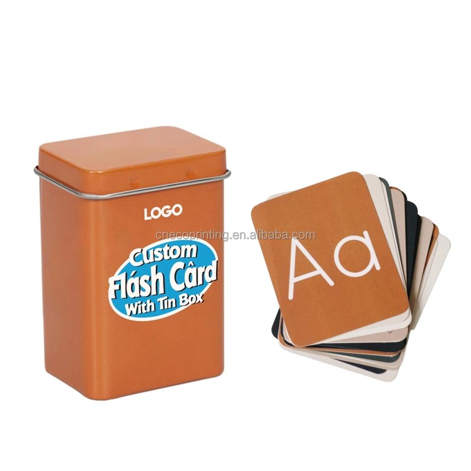 Custom Flash Cards Baby First Words Flash Cards Colorful Children Learning Card With Tin Box