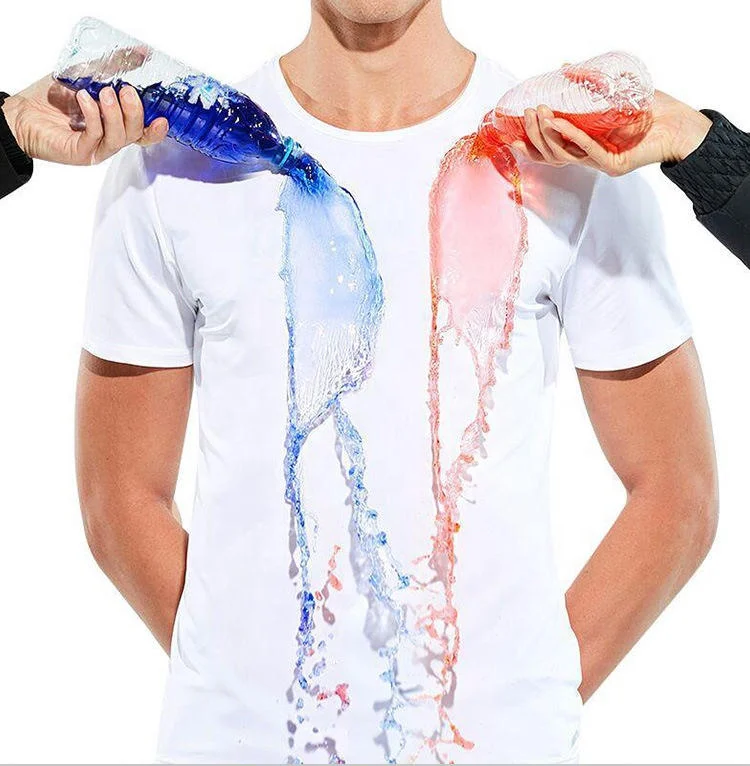 Wholesale suppliers anti-dirty waterproof men t shirt hydrophobic stain  quick dry  breathable blank t shirt