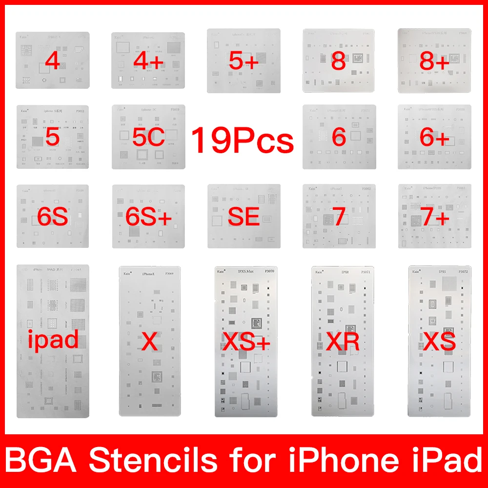 19 шт. полный набор микросхема BGA трафарет наборы для iPhone XS MAX XR 8p 7 6 s Plus SE 5S 5C 5 4S iPad высокого
