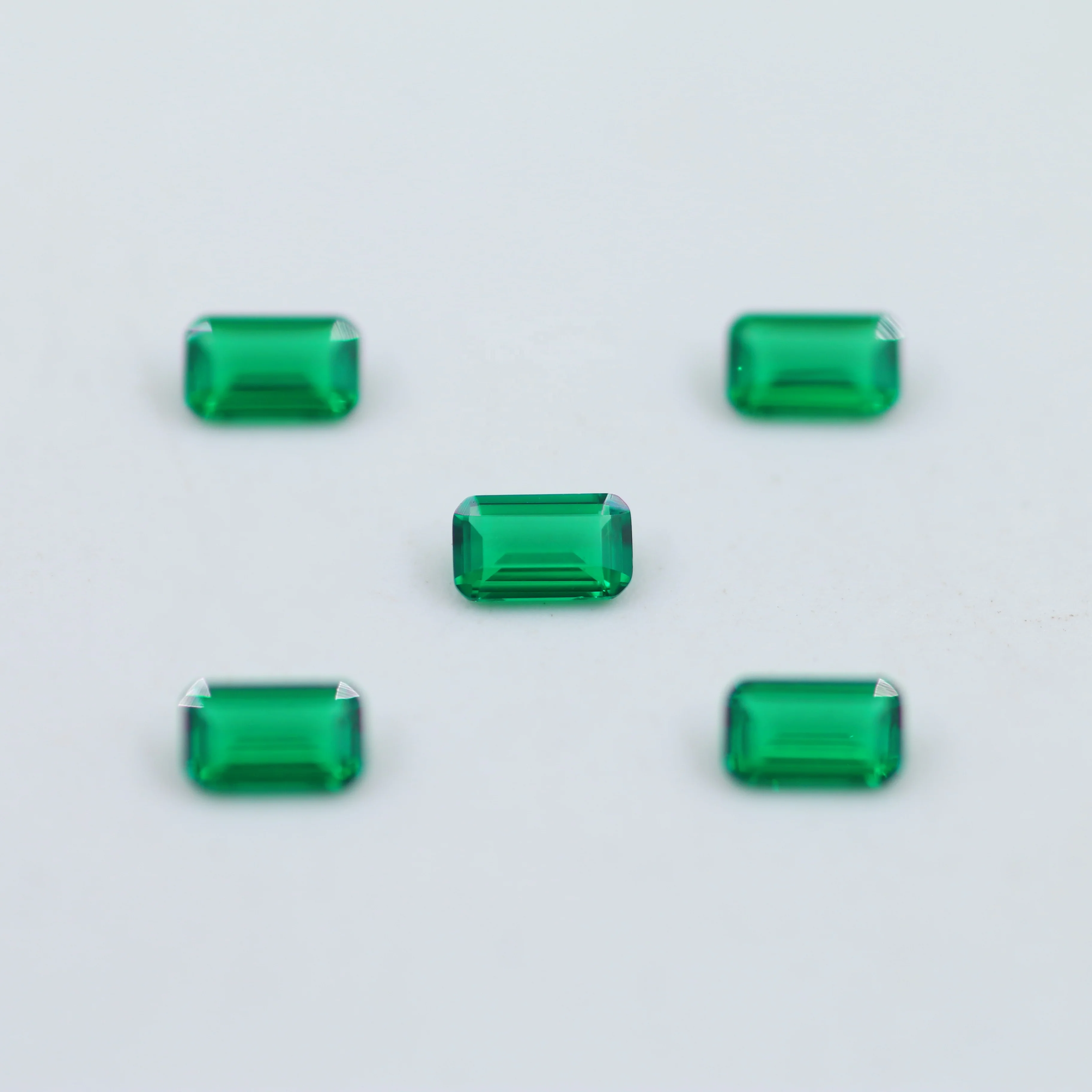 Custom High Quality Popular Loose Green Nano Gemstone Emerald Cut Green Nano