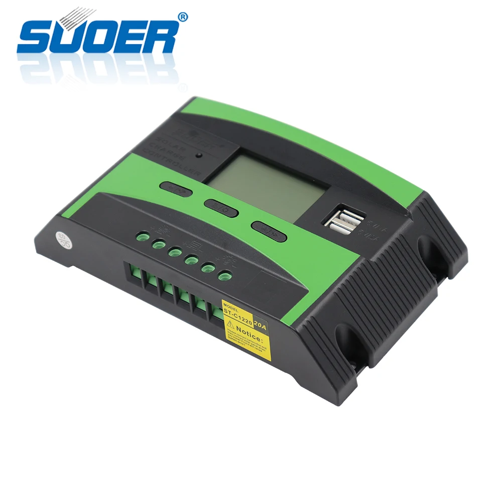 Suoer PWM solar charge controller 12V/24V Rated Voltage 10A 20A 30A 40A 50A 60A display solar panel controller