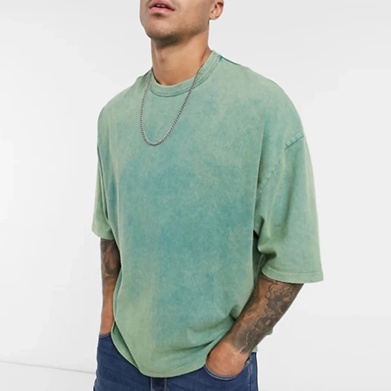 Band Tee Acid Wash T-shirt Oversized Man Blank T-shirts Heavy Cotton Shirt 220 Gsm Vintage Washed T Shirts