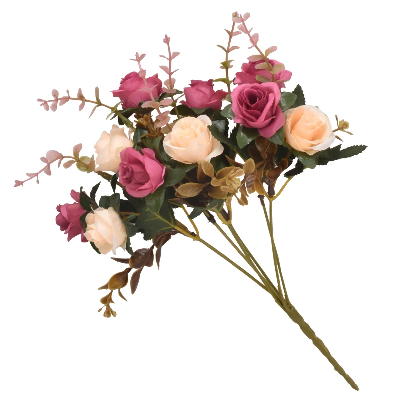wholesale 12 head diamond rose artificial flower for wedding and home decoration silk flower