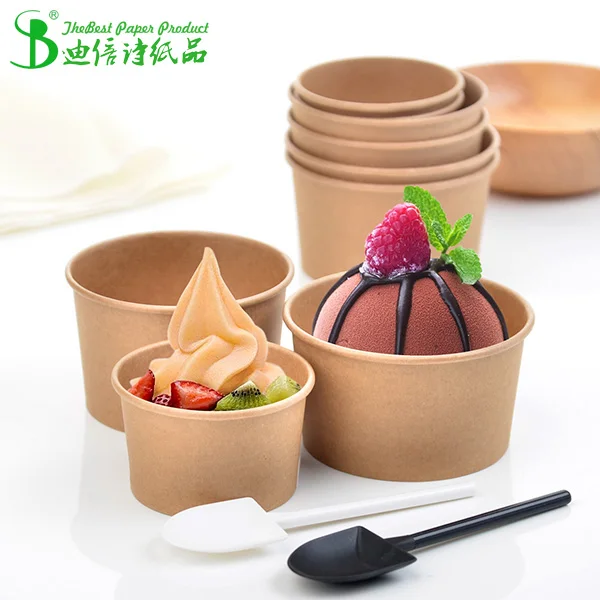 Biodegradable ice cream paper 4oz Lid 4 Oz Ice Cream Cup paper container tubs
