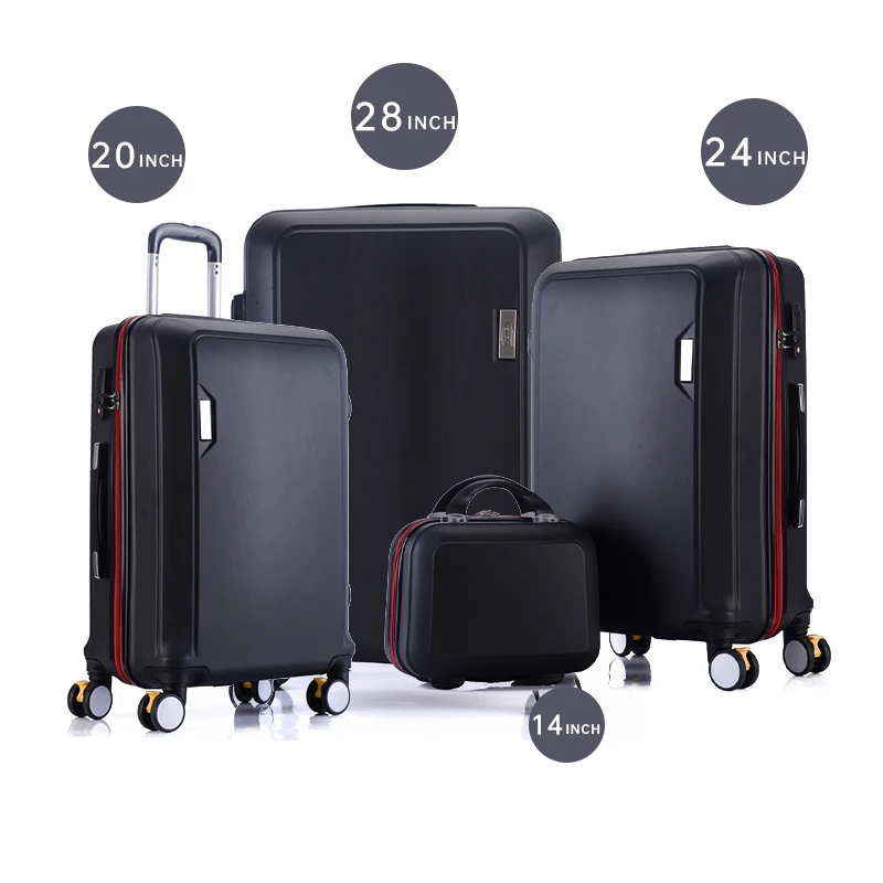 Abs Luggage 14 20 22 24 26 28 Hard Plastic Suitcase 4 Piece Deluxe Trolley Case Set