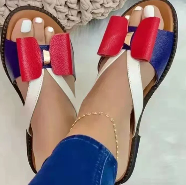 2023 wholesale cheap new summer fashion women sandals and slippers suede flat bottom cross ladies slippers