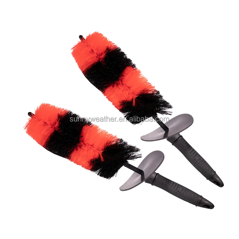Red Long Soft Bristle Car Wheel Rim Tire Detail Cleaning Brush Multipurpose Use For Wheels Brushes