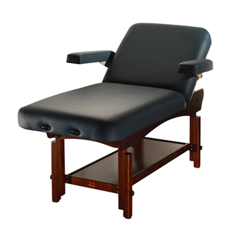 Heavy duty wooden adjustable stationary facial massage table china beauty spa salon bed sale