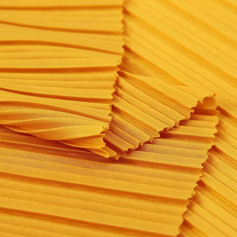 Wholesale soft and multi color 30D tricot pleated chiffon silk fabric for dresses