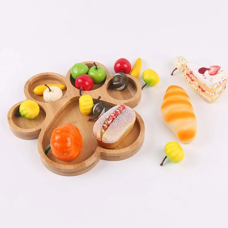 Natural Bamboo Paw Shaped Serving tray large bamboo cutting board wood chop cut board