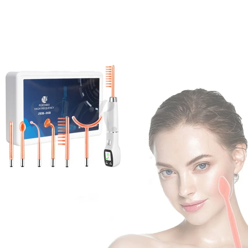 Touch screen 6 in 1 Electrode Ozone Tubes Hair light therapy Face Massager Argon Device High Frequency Facial Wand machine