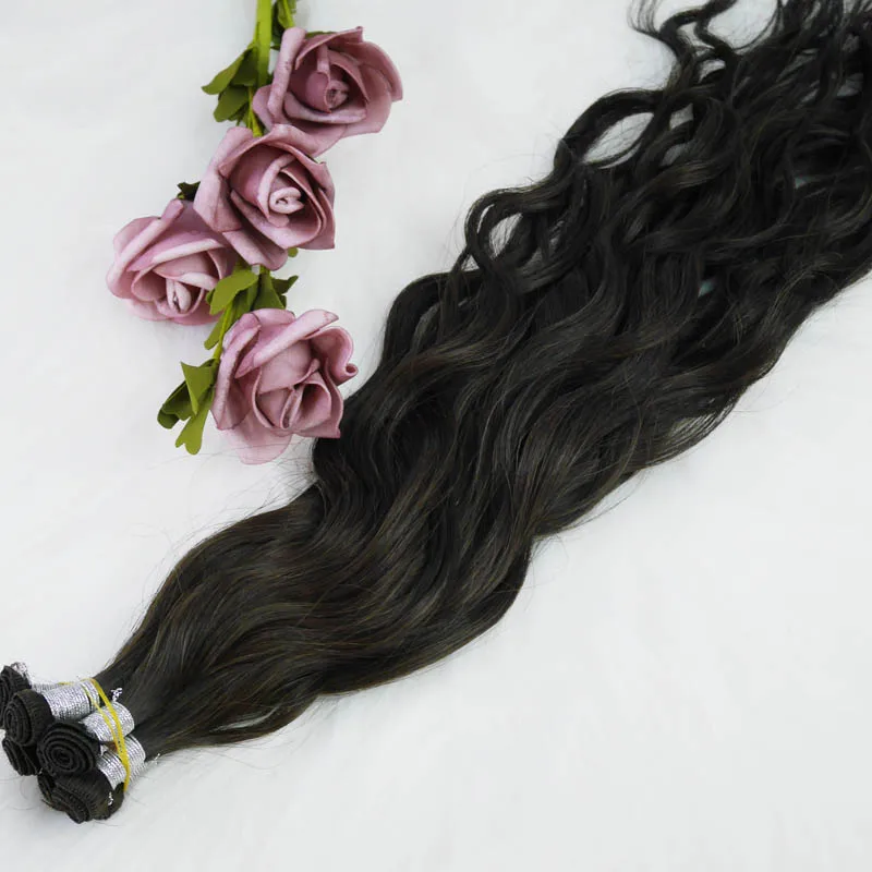 
Natural wave hand tied weft the best quality Russian hair 100% human virgin hair 