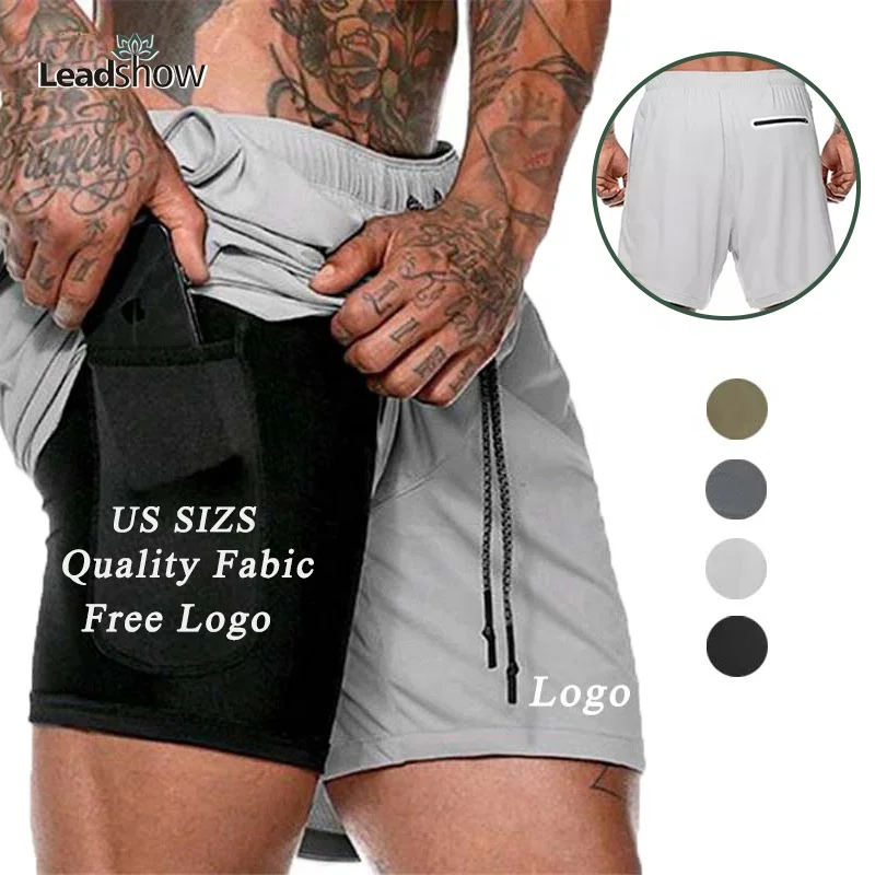 Custom Mens Compression Gym Athletic Fitness Wear Plus Size 2 In 1 Blank Workout Breathable Jogger Sports Shorts For Men