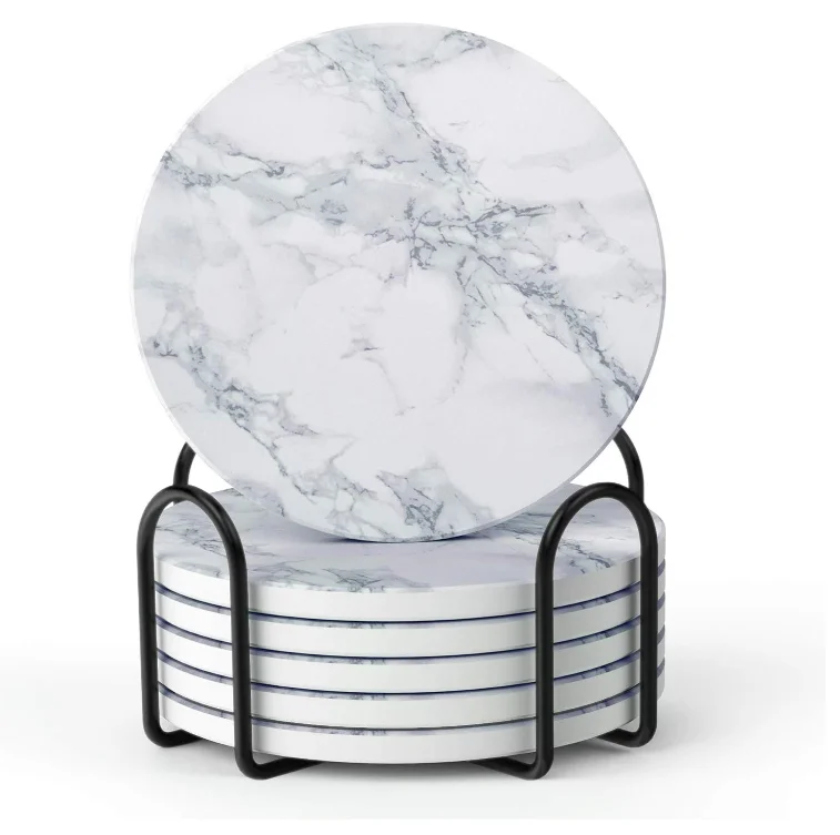 Оптовая продажа керамических подстаканников для напитков в Европейском стиле сублимированная пустая впитывающая чашка