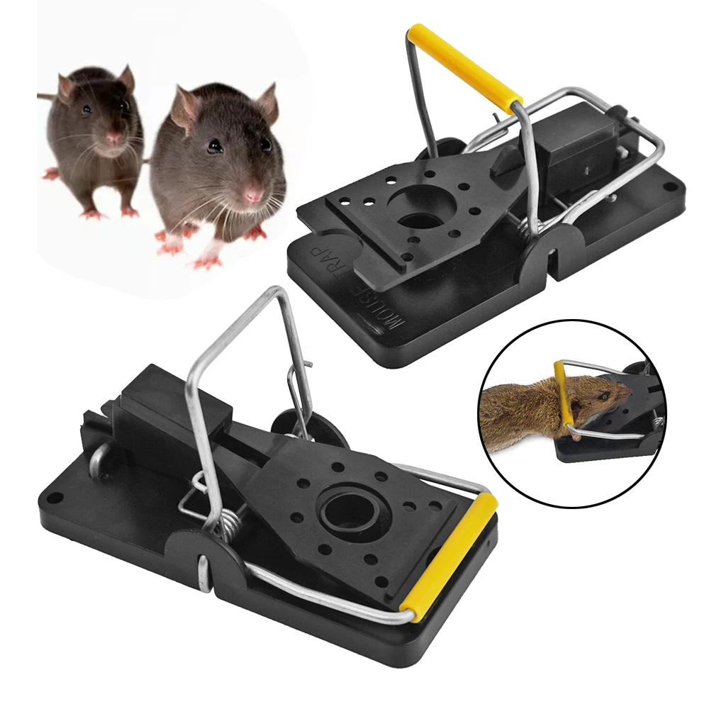 High Sensitive Reusable Rat Catch Trap Black Plastic Mouse Snap Trap