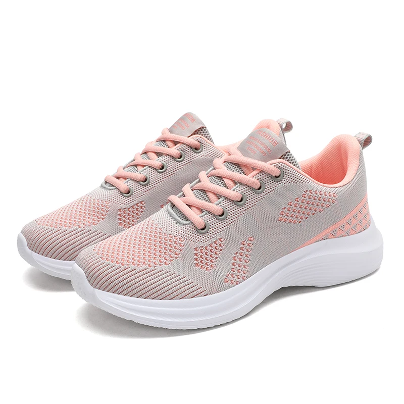 Wholesale women Shoes Fly Knit Upper MD Sole Breathable Fashion Trend Sneakers Shoes High Quality Sneakers Running Shoes