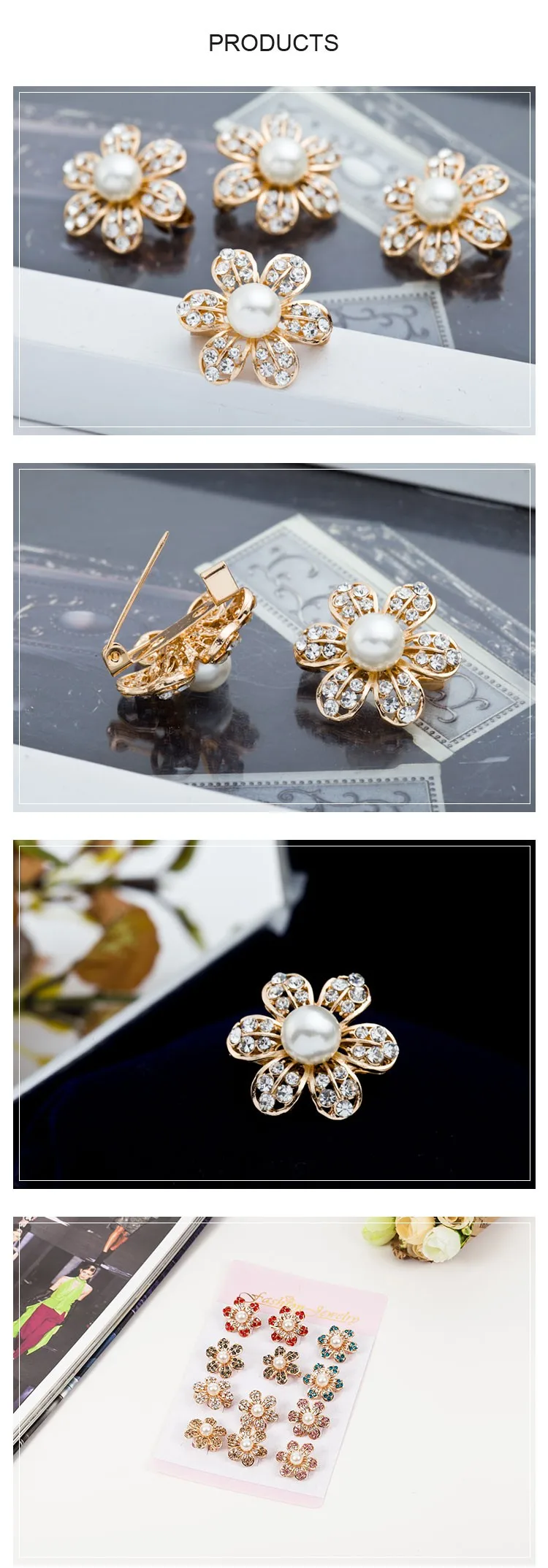 Fashion Scarf silk decoration Gold Rhinestone Crystal Pearls Flower Brooches for Women Wedding Bridal Party Brooch Pins