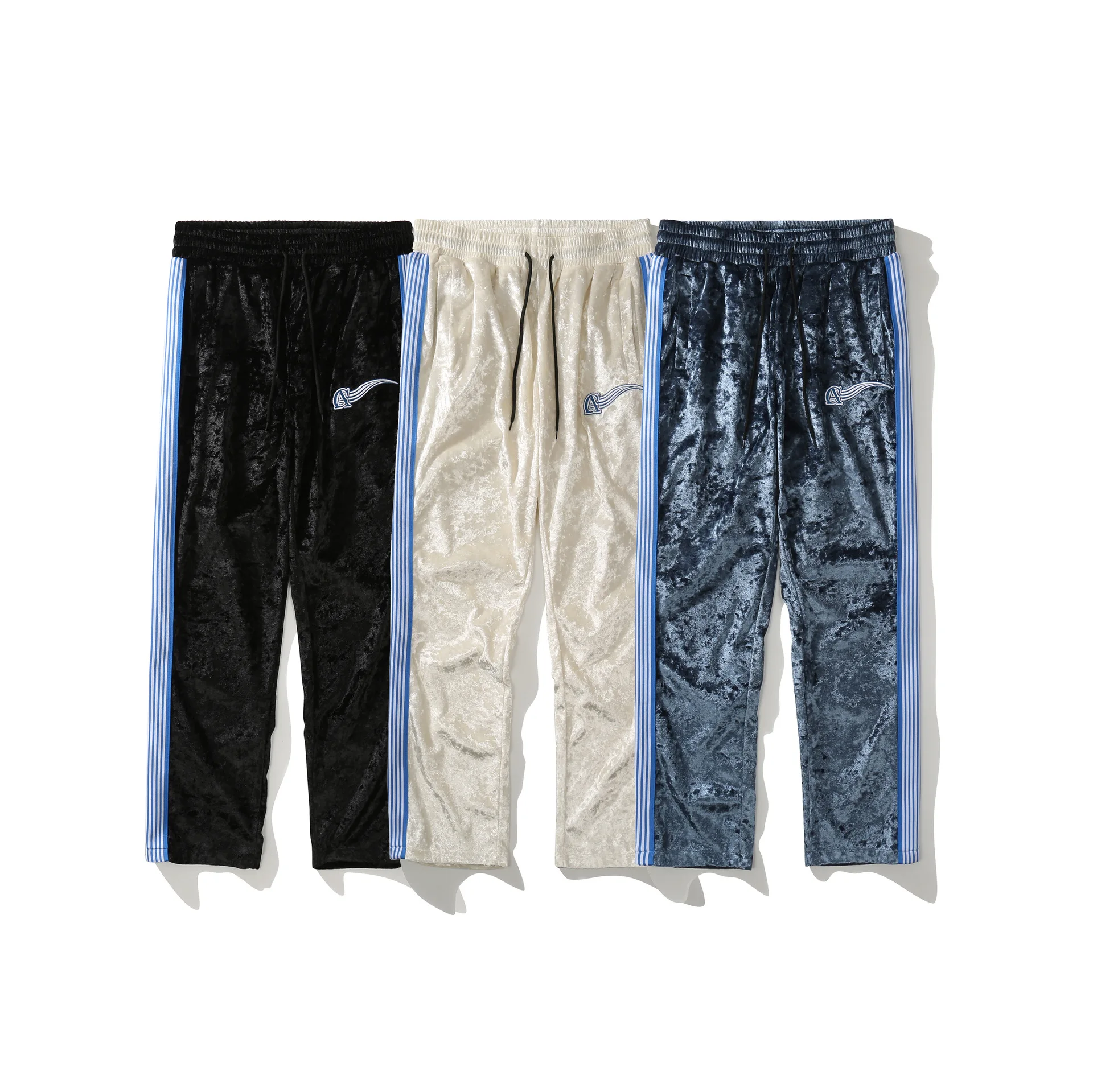 Streetwear Pants Custom Print Hip Hop Vintage Velvet Sweat Jogger Pants Men Velour Velvet  Pants