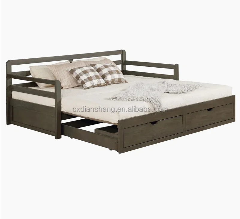 High Quality Gray or White  Sofa Bed for Living Room Bed Retractable Bed all Solid Wood Room Furniture