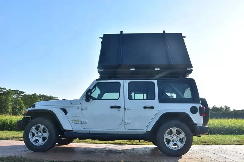 Luxury Aluminum Side Open Roof Top Tent Single Layer 4m Cotton Hard Shell SBS Zipper Pop Design 2-Person Outdoor Camping