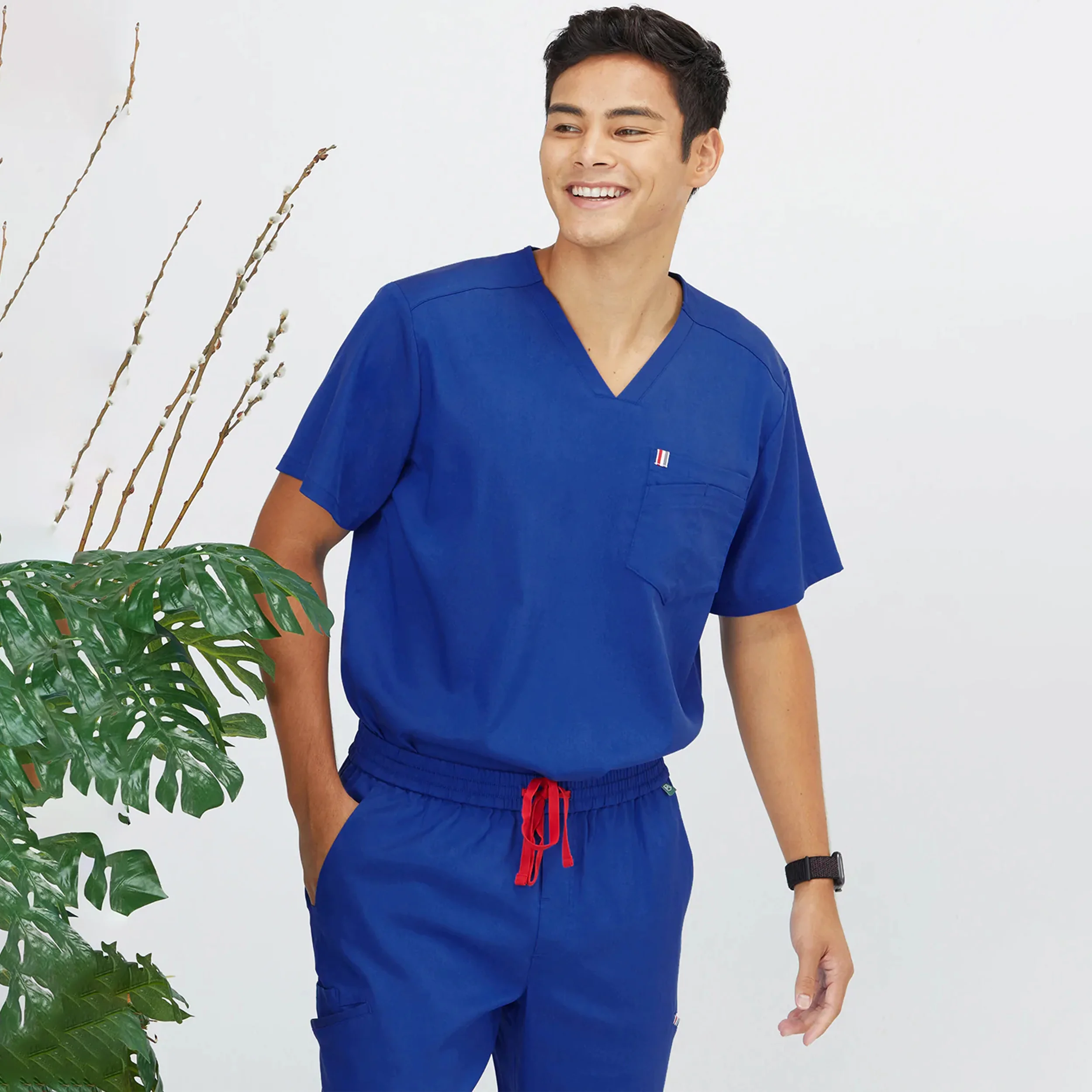 Fashionable high quality nurse scrubs Uniform V-Neck Pocket Men Medical cherokee Scrubs Uniforms Sets unisex scrubs wholesale