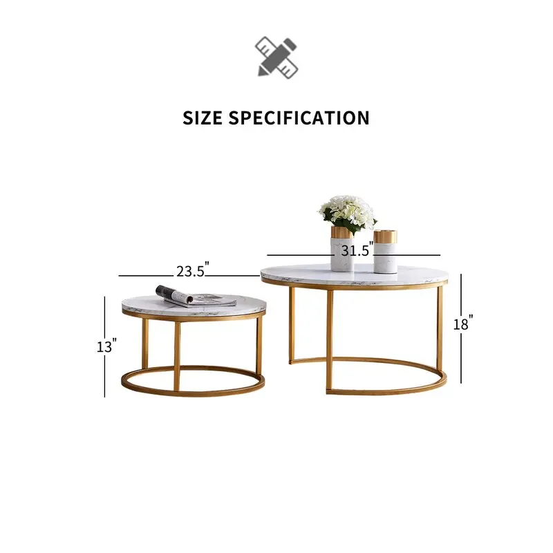 Modern Gold Stainless Steel Leg Marble Top Round Living Room Home Furniture Luxury Side Center Coffee Tea Table