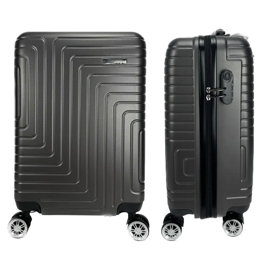 Expandable Luggage Sets with Double Spinner Wheels 3 Piece Hard Shell Suitcase Set for Short Trips and Long Travel Black Color