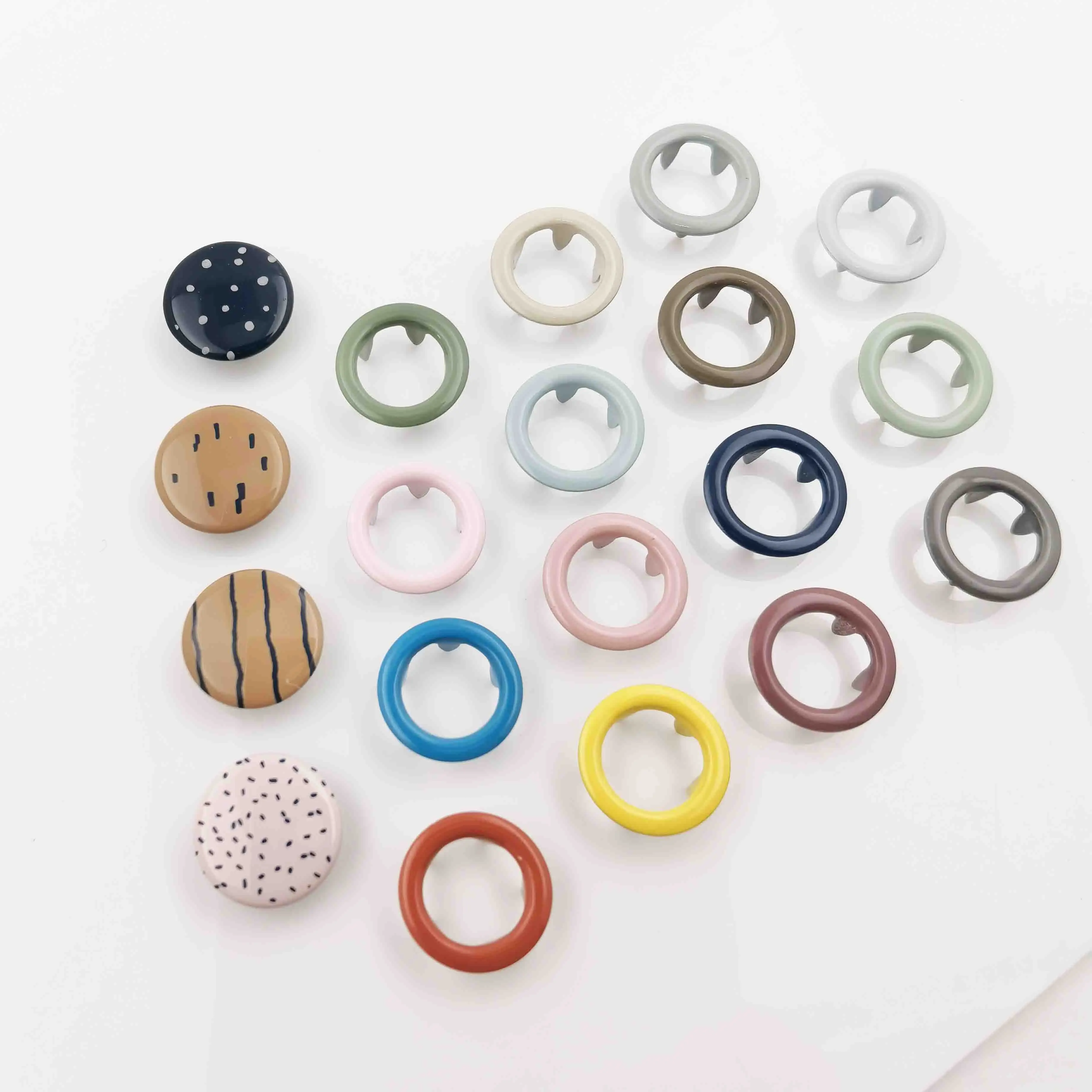 Wholesale 11 mm nickel free brass round buttons ring prong snap button fasteners for garment clothing brass metal button