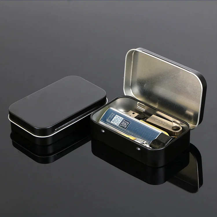 Bulk Portable Hinge Lid Metal Storage Box Small Rectangular Tobacco Tin