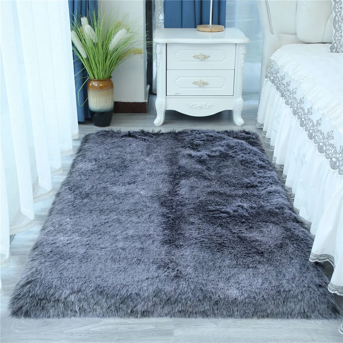 Custom Sheepskin Fur Carpet High Pile Floor Mat Sofa Bed Beside Fur Rugs Carpets Living Room Door Mat Fur Carpet
