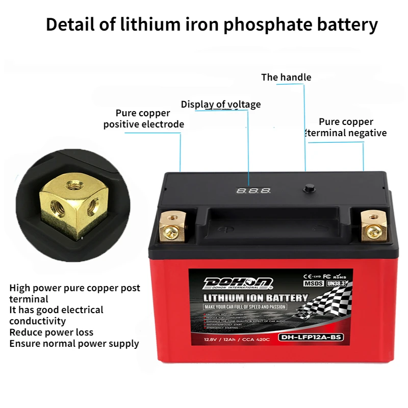 Started battery LFP12A-BS Dry Charged Maintenance Free Lead Acid Battery 12v12AH Motorcycle Battery
